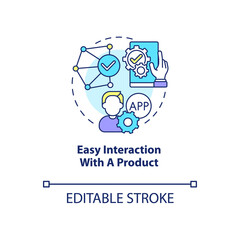 Easy interaction with product concept icon. Product usage abstract idea thin line illustration. Good usability. Easy-to-use interface creation. Vector isolated outline color drawing. Editable stroke