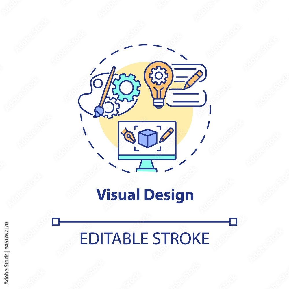 Poster visual design concept icon. ux design abstract idea thin line illustration. visually appealing produ