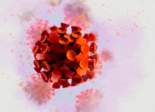 Coronavirus particles, conceptual illustration