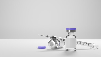 Anti virus vaccines and syringe with copy space on white background