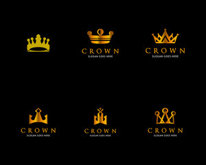 Set of Crown Logo Template Vector Icon Illustration Design