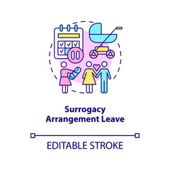 Surrogacy arrangement leave concept icon. Statutory leave abstract idea thin line illustration. Surrogate mother bears child for another person. Vector isolated outline color drawing. Editable stroke