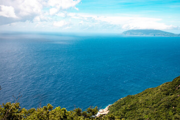 View of Beautiful Yakushima island rocky coast and hillside