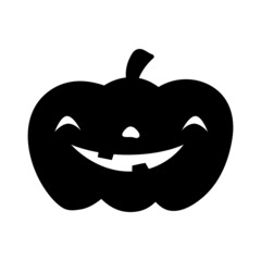 Halloween pumpkin flat clipart, vector stock illustration. Hand drawn black silhouete for decor