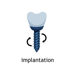 Flat vector icon of a tooth implant. Dental implantation