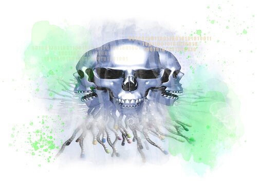 Data hacking, conceptual illustration