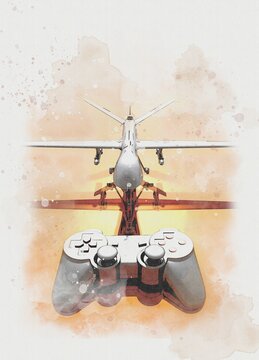 Drone warfare, conceptual illustration