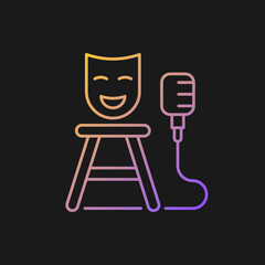 Stand up show gradient vector icon for dark theme. Comedic performance. Comedy for entertainment. Media genre. Thin line color symbol. Modern style pictogram. Vector isolated outline drawing