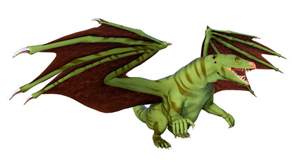 3D Rendering Fairy Tale Dragon on White