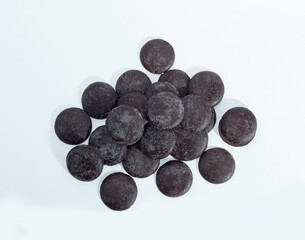 An image flat lay isolated a chocolate dark brown heap, Is a food dessert mix sugar-sweet snack.