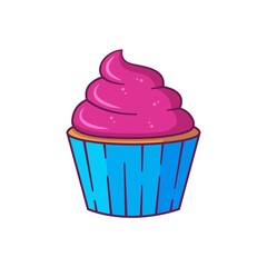 Cupcake. Vector illustration in flat cartoon style.