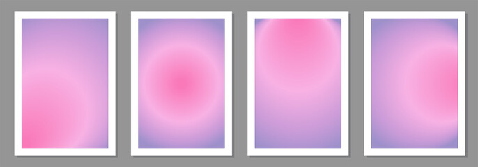 Fototapeta premium Trendy set of posters with radial gradient