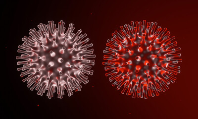 Obraz premium 3D Microscopic Covid-19. Virus mutation.