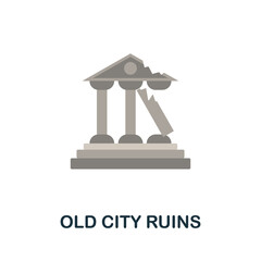 Old City Ruins flat icon. Colored sign from excursions collection. Creative Old City Ruins icon illustration for web design, infographics and more