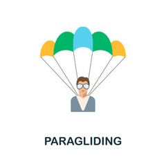 Paragliding flat icon. Colored sign from excursions collection. Creative Paragliding icon illustration for web design, infographics and more