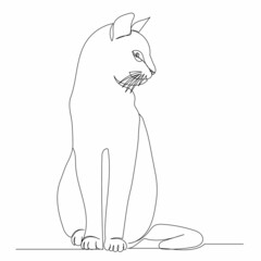 continuous line drawing cat sketch, isolated, vector