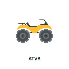 Atvs flat icon. Colored sign from excursions collection. Creative Atvs icon illustration for web design, infographics and more