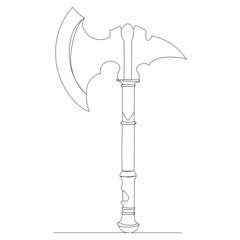 continuous line drawing ax sketch, vector