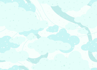 Fototapeta na wymiar Light seamless pattern with clouds and snowflakes. Christmas or winter abstract background. For printing on fabric or paper.