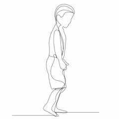 Fototapeta premium continuous line drawing child boy sketch, vector