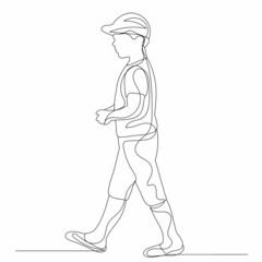 continuous line drawing child boy sketch