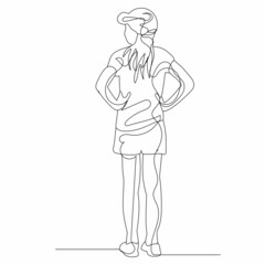 continuous line drawing child sketch, vector