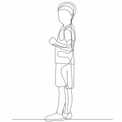 continuous line drawing child boy
