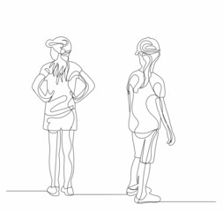 continuous line drawing group of children sketch