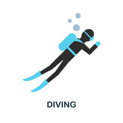 Diving flat icon. Colored sign from excursions collection. Creative Diving icon illustration for web design, infographics and more