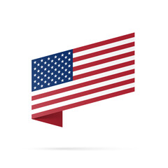Obraz premium USA flag state symbol isolated on background national banner. Greeting card National Independence Day of the United States. Illustration banner with realistic state flag of America.