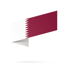 Qatar flag state symbol isolated on background national banner. Greeting card National Independence Day of the state of Qatar. Illustration banner with realistic state flag.