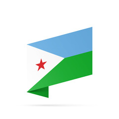 Djibouti flag state symbol isolated on background national banner. Greeting card National Independence Day of the Republic of Djibouti. Illustration banner with realistic state flag.