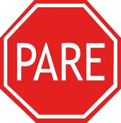 Foto op Aluminium Vector illustration of a traffic sign with the text in spanish PARE © sebastian