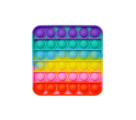 Toy pop it colorful and sensory rainbow isolated on white background.
