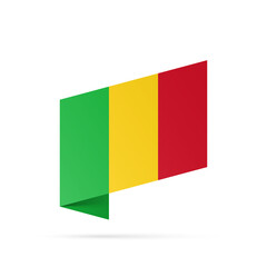 Mali flag state symbol isolated on background national banner. Greeting card National Independence Day of the Republic of Mali. Illustration banner with realistic state flag.