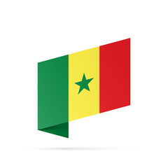 Senegal flag state symbol isolated on background national banner. Greeting card National Independence Day of the Republic of Senegal. Illustration banner with realistic state flag.