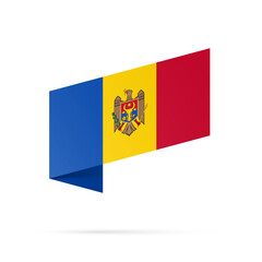 Moldova flag state symbol isolated on background national banner. Greeting card National Independence Day of the Republic of Moldova. Illustration banner with realistic state flag.