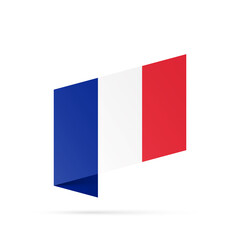 France flag state symbol isolated on background national banner. Greeting card National Independence Day of the French Republic. Illustration banner with realistic state flag of Fifth Republic France.