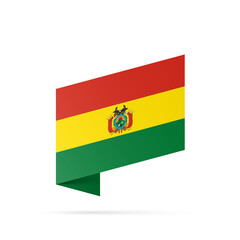 Bolivia flag state symbol isolated on background national banner. Greeting card National Independence Day of the Plurinational State of Bolivia. Illustration banner with realistic state flag.