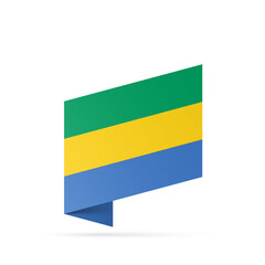 Gabon flag state symbol isolated on background national banner. Greeting card National Independence Day of the Gabonese Republic. Illustration banner with realistic state flag.