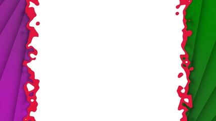 Obraz premium Vertical Red Pink Green Frame on White Background, 3D Illustration