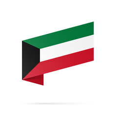 Kuwait flag state symbol isolated on background national banner. Greeting card National Independence Day of the State of Kuwait. Illustration banner with realistic state flag.