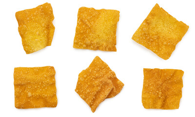 Crispy wontons on isolated white background