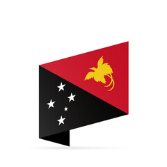 Papua New Guinea flag state symbol isolated on background national banner. Greeting card National Independence Day Independent State of Papua New Guinea.Illustration banner realistic state flag of PNG