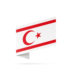 Northern Cyprus flag state symbol isolated on background national banner. Greeting card National Independence Day Turkish Republic of Northern Cyprus. Illustration banner realistic state flag of TRNC.