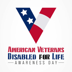 American Veterans disabled for life awareness day is observed every year on October 5, to recognize men and women who return from war with life altering injuries. Vector illustration