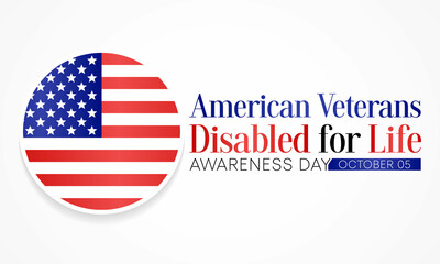 American Veterans disabled for life awareness day is observed every year on October 5, to recognize men and women who return from war with life altering injuries. Vector illustration