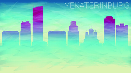 Yekaterinburg Russia Skyline City Icon. Broken Glass Abstract Geometric Dynamic Textured. Banner Background. Colorful Shape Composition.