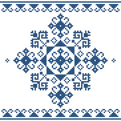 Zmijanje folk art embroidery style vector design  - traditional cross stitch from Bosnia and Herzegovina called Zmijanski vez
