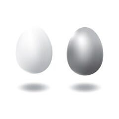 A couple of white duck egg and silver egg.